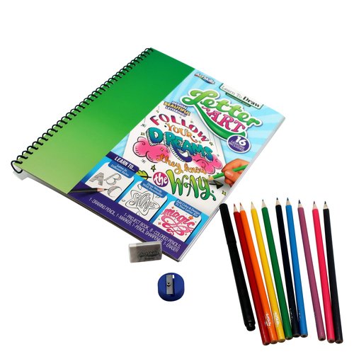 Art Supplies for Kids, Set of 2 Learn to Draw; Letter Art, for Boys & Girls, Teens & Adults, Kit Includes Project Book, Color Pencil Set, Eraser, Sharpener, Drawing Pencil, Marker
