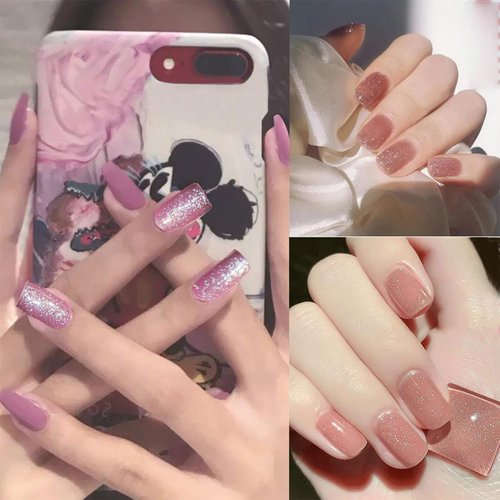 Glitter Color Nail Polish Strips Full Nail Wraps Stickers Self-Adhesive Decals Strips Nail Art Polish Stickers Kits Designs for Women Girls Manicure Tips Decorations (8 Sheets 112 Pieces)