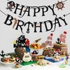 Black Felt Pirate Party Banner Happy Birthday Bunting Supplies Skull Pirate Party Decorations for Adults Kids (5th-50th)