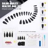 Artquee 24pcs Press on Nails Black Medium Long Almond Stiletto Matte Mixed Glossy Fake Nails False Tips Manicure for Women Including 2pcs 3D Rhinestones Nails and 2pcs Gold Nail Studs