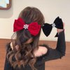 2 Pcs Christmas Hair Bows Velvet Hair Bow Clips with Snowflake Rhinestones Red Black Hair Bow Hair Barrettes Hair Accessories for Women Christmas Party Favors