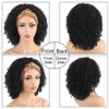 Aisaide Short Afro Curly Headband Wigs for Black Women,Deep Curly Black Wigs with Headband Attached Scarf Wigs Full Wigs with Wig Cap Head Wrap Wigs 2 in 1 Afro Kinky Curly Wigs with Turban Scarf