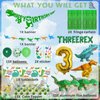 Three Rex Birthday Party Decorations Boy, Dinosaur 3rd Birthday Party Supplies Include Banner Tablecloth Fringe Curtains Three Rex Balloons Cake Toppers Stickers for 3 Rex Birthday Decorations Boys