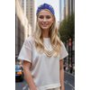 Gmmidea 4th of July Headband for Women Girls American Flag Jeweled Knotted Headband Rhinestone Star Flag Patriotic Headband Wide Top Cute Independence Day Hair Band A-Blue