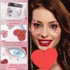 Vsdski Valentine's Day Face Stickers Red Love Lips Temporary Tattoo Stickers Glitter White Dove Gems Temporary Tattoo for Adult Kids Face Makeup Festive Cosplay Party Decoration