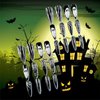 Ghost Face Press on Nails Gel Glue on Nails 24Pcs Glossy White Spider Web Acrylic Long Stiletto Halloween False Nails Whirlpool Full Cover Fake Nails Stick on Nails for Women Girls with Halloween