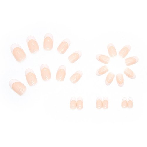 Foccna White Fake Nails Tips Almond Women's Press on French False Nails White Medium Glossy Daily Wear Artificail Nails for Nail Art Manicure Decoration 24pcs