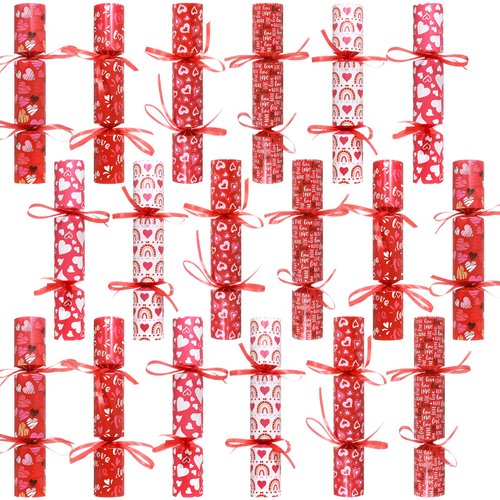 24 Pack Valentine Party Table Favors Set Valentine&#39;s Day No Snap Party Favor Valentine Crackers w...