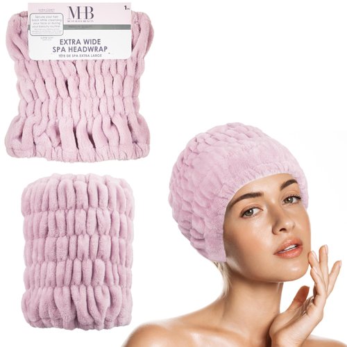 Expressions Extra Wide Spa Headwrap in Pink -1pc Extra Comfort Spa Hair Band, Super Soft Microfiber Material Extra Wide Headband/Stylish Spa Headband, Salon-Quality Hair Wrap