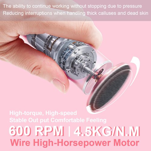 HayZBao Electric Foot File - Callus Remover for Feet,Professional Pedicure Tool for Dead Skin and Calluses,Adjustable Speed Foot File with 60 Pcs Sandpaper Discs - Pink