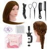 Mannequin Head 26" 100% Real Hair, Doll Head for Hair Styling & braiding with Table Clamp Holder + DIY Hair Styling Set, Mannequin Head for Cosmetology Training Head and Stylist Supplies（Light brown）