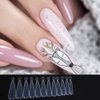 NMKL38 Clear Dual Forms Acrylic Nail System UV Gel Nail Mold Full Cover Fasle Nail Tips with Scale 12 Size Manicure Pedicure Tools for Polygel Nail Tips (120 Water drops Dual Forms)