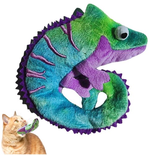 ME GUSTA PET Lizard Catnip Toys with North American Catnip | Lizard Cat Toy Crinkle Paper Sound | Lizard Kitten Toy Teething Chew | Cats Kicker Crinkle Paper | Chameleon Cat Toy 4.5-INCH
