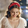 baotongle Christmas Headband for Women Valentine's Day Xmas Red Peal Headband Embellished Crystal Pearl Knotted Headbands Knot Holiday Headband Christmas Hair Holiday Gifts (Red, 38x13m/15x5.1inches)
