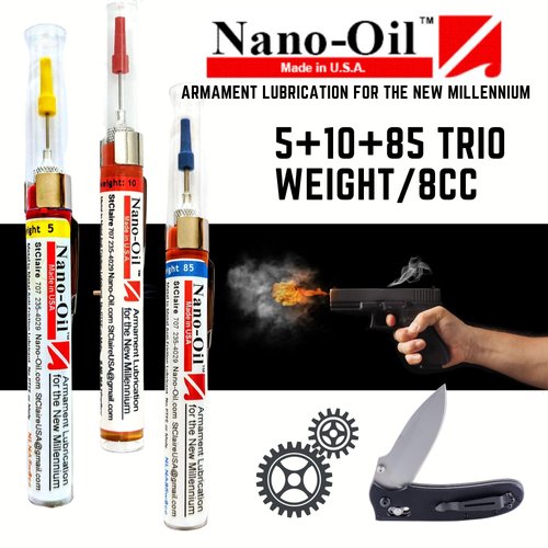 Nano-Oil Trio - All 3 Grades Kit: 5 CLP + 10 + 85 Weight - NanoLube Anti Friction Concentrate NLNA-5-10-85-8cc