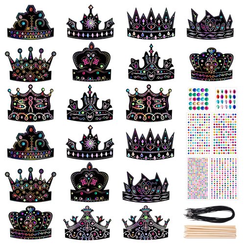 KXCOFTXI Christmas Mask Craft Kit for Kids, DIY Rainbow Scratch Art Masks for Christmas and Animal Birthday Party, Christmas Mask Craft Kit with Elastic Cords and Wooden Styluses