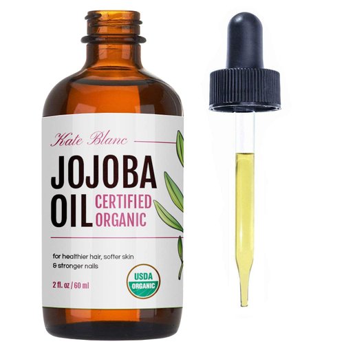 Kate Blanc Cosmetics Jojoba Oil for Hair Growth, Face, Skin (2oz, Organic, Pure) Stocking Stuffers Christmas Gifts for Women, Men, Mom, Dad, Teen. Gua Sha Oil for Facial Massage and Dermaplaning
