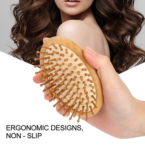 Wooden Massage Comb, Oval Wood Bristle Hair Brush Without Handle Mini Wood Bristle Hair Brush Brush Wooden Scalp Massager Hair Comb for All Hair Types Improve, Prevent