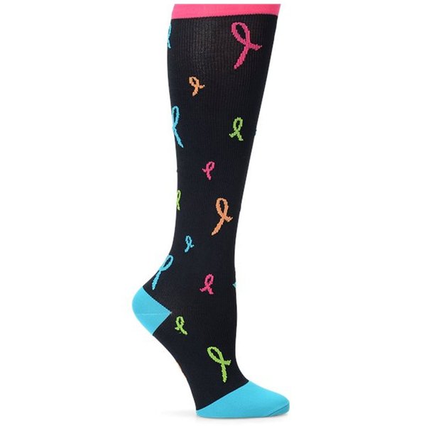 Nurse Mates Women's 12-14 MmHg Compression Over-Calf Support Sock 1 Pair Pack (Awareness Ribbons)