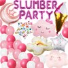 50 Pieces Slumber Party Decorations Girls Rose Red Party Balloons Sleepover Pajama Spa Party Decor Foil Popcorn Balloons Cloud Moon Balloons Latex Balloons for Birthday Bridal Shower (Rose red)