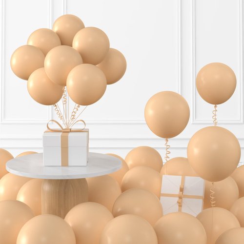 KALOR 12 Inch Beige Balloons, 3.2g/100 Pcs Thick Balloons, Matte Latex Balloons for Birthday Party, Wedding Decorations, Bridal Shower, Graduation Decorations, Baby Shower Décor