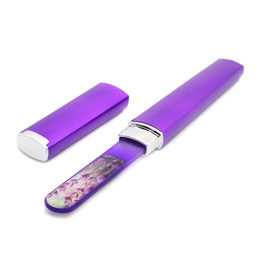 GLADZY 3D Czech Glass Nail File with Case - Crystal Nail File for Natural Nails - Double Sided Etched Surface- Professional Nail Care Tool - Manicure Nail Shaper - Ethically Made in EU