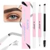 evpct Kaely 1Pcs Black Brown Magic Microblading Dual-Ended Eyebrow Contouring Pen Brow Pencil, with 4 Brush Micro-Fork-Tips Applicator and Precise Brush-Tip Hair Like Strokes, Dual-ended Eyebrow Brush