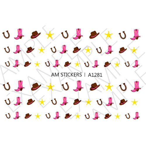 Cowgirl Texas Water Nail Art Transfers Stickers Decals - Set of 72 - A1281