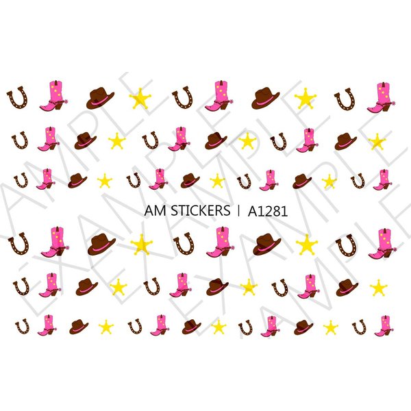 Cowgirl Texas Water Nail Art Transfers Stickers Decals - Set of 72 - A1281