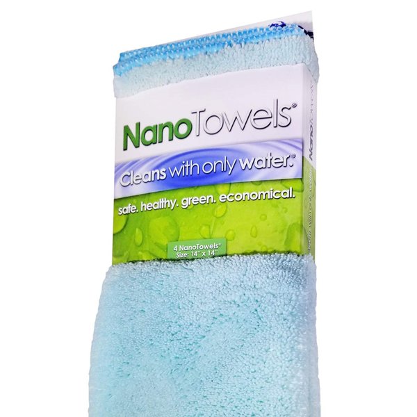 Nano Towels - The Amazing Eco Cloth That Cleans Virtually Any Surface with Only Water. No More Paper Towels Or Toxic Chemicals. 4-Pack (14x14, Seashore Teal)