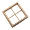 RLECS Wooden Dollhouse Square Window 2.75 x 2.75 Wood Color 4 Pane Window 1/12 Dollhouse Miniature Accessories