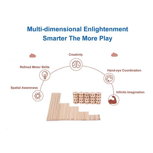 OUJILA Wooden Building Blocks for Kids Ages 4-8, STEM Preschool Learning Educational Toys for Children, Creative Construction Toys Gift for Boys and Girls, 60 Pcs