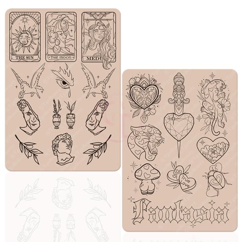 TgoBeauty Men Women Double Sides Designs Tiny Tattoo Practice Skin 1.5mm Thickness Fine Line Tiny Tattoo Practice Skin with Light Gray Lines for Tattoo Practice (1pc Pink Tattoo Skin)