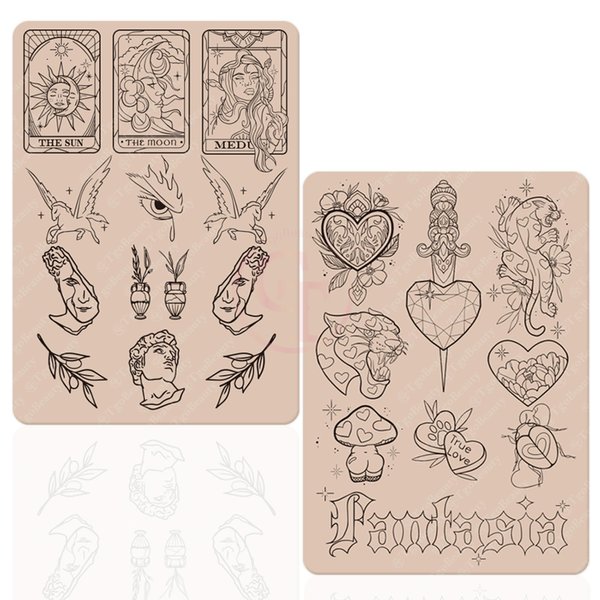 TgoBeauty Men Women Double Sides Designs Tiny Tattoo Practice Skin 1.5mm Thickness Fine Line Tiny Tattoo Practice Skin with Light Gray Lines for Tattoo Practice (1pc Pink Tattoo Skin)