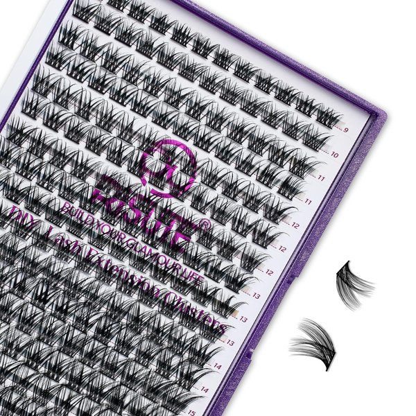 Lash Clusters DIY Eyelash Extension: Mega Volume C D Curl Individual Lashes 192PCS - Eyelash Clusters Extensions Wispy Natural Look False Lashes Cluster Fake DIY at Home 9-16mm RW03 by Risute