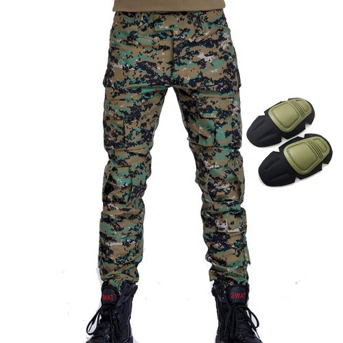 H World Shopping Military Army Tactical Airsoft Paintball Shooting Pants Combat Men Pants with Knee Pads DW (S)
