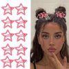 Paderison 10Pcs Pink Star Hair Clips for Girls Kawaii Hair Accessories for Women Y2k Snap Star Hair Barrettes Non Slip Star Clips for Kids Metal Star Hair Clips Y2K 2000s Rave Accessories