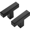 Ravinte 10 Pack Black Square Bar Cabinet Knobs 2 Inch Square Cabinet Pulls Matte Black Single Hole Kitchen Cabinet Handles