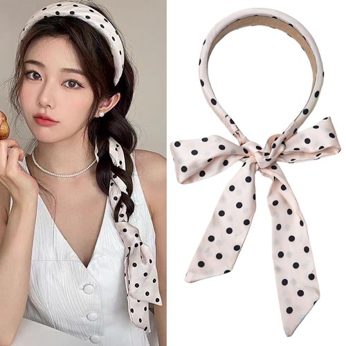 Polka Dot Headband for Women Girls Long Ribbon Headband for Women Boho Head Band Hair Accessories for Girls Birthday Gifts for Women Girls Girlfriend Daughter Summer Beach Headbands