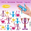 Sotiff Bendable of Monster Pattern Figures Bendable Toys 4 Inch Stretchy Scary Action Figures Plastic Stress Relief Fidget Toys for Birthday Party Favors of Monster Pattern(48 Pcs)
