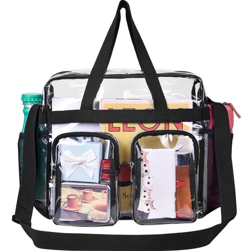 Oraben Clear Tote Bag Clear Bag Stadium Approved 12x6x12, Transparent See Through Clear Tote Bag for Work, Sports Games,Gym