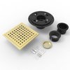 WEBANG 6 Inch Square Shower Floor Drain with Flange,Quadrato Pattern Grate Removable,Food-Grade SUS 304 Stainless Steel,Watermark&CUPC Certified, Brushed Gold Brass