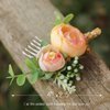 Fangsen Boho Silver Wedding Orange Rose Flower Hair Comb Floral Bridal Hair Accessory for Women and Girls