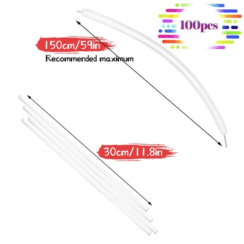 LXZFCRG 260 Balloons White Long Balloons for Balloon Animals, 100pcs Twisting Balloons for Balloon Garland Animals Modeling Birthday Wedding Party Decorations (White)