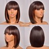 ToyoTress Bob Wigs With Bangs - 12 Inch Black Mix Brown Bob Wig With Bang For Black Women Daily Costume Cosplay, Short Light Yaki Straight Synthetic Hair Wigs Heat Resistant (12 Inch, SH4/30-612H)