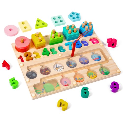 Magnetic Maze Board - Montessori Wooden Puzzles Educational Shape Sorter for Toddlers, Color & Number Matching Game - Motor Skills Magnet Toys Kids 3-5 Years Old Boys Girls Preschool (Ants Maze, M)