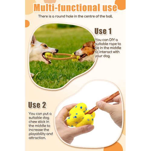 Upgrade Undirected Dog Balls for Aggressive Chewers, Tennis Balls for Dogs, Durable Bouncy Dog Toy Balls, Interactive Dog Toys for Fetch Game, Lightweight Floating Dog Toys(Yellow)