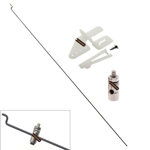Ltvystore 10Pcs Adjustable Pushrod Connector Linkage Stopper 1.3mm & 10Pcs Nylon Control Horns 21x10 mm & 10Pcs 1.2 x 210mm Z Push Rods Parts Compatible for RC Airplane Plane Boat Replacement