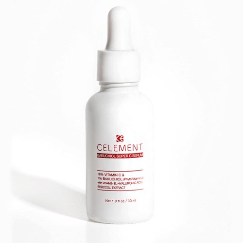 Celement Bakuchiol Super C Serum - Vitamin C, Bakuchiol (Vitamin A Alternative), Vitamin E, Hyaluronic Acid - Youthful, Radiant Skin - Vegan, 1 fl. oz