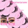 Fox Eye Lashes Fluffy Lashes Natural Eyelash Cat Eye Lashes D Curl Fake Eyelashes Pack 5 Pairs(18MM,3D Effect)